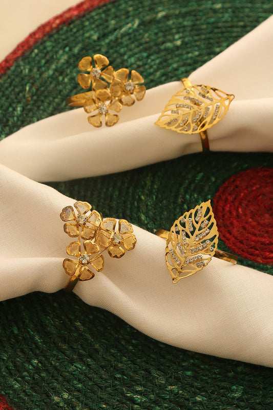 Gold Tone Iron Napkin Rings set of 4