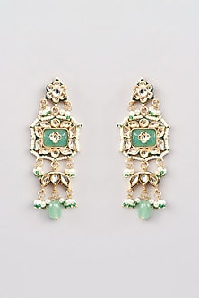 Gold Finish Green Kundan Polki Choker Necklace Set