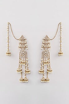 Gold Finish Kundan Polki Dangler Earrings