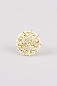 Gold Finish Kundan Polki Ring