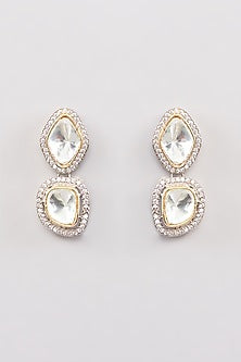 Gold Finish Kundan Polki Dangler Earrings