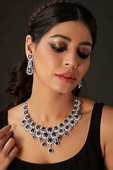 White Finish American Diamond Necklace Set