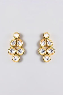 Gold Finish Kundan Polki Handcrafted Necklace Set