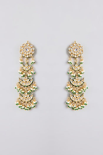 Gold Finish Kundan Polki Handcrafted Necklace Set
