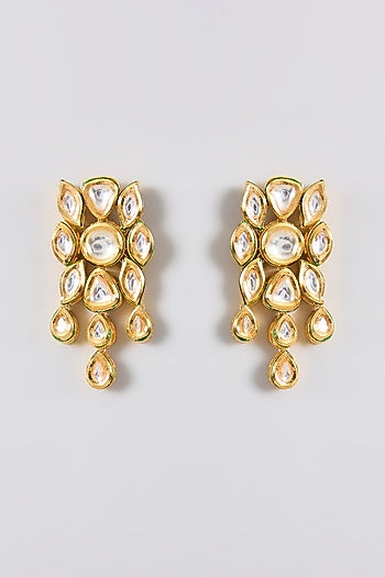 Gold Finish Kundan Polki Handcrafted Choker Necklace Set