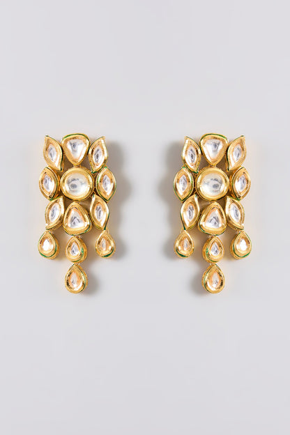 Gold Finish Kundan Polki Handcrafted Choker Necklace Set