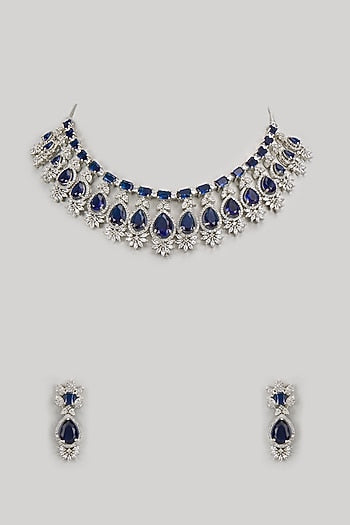 White Finish Zircon Necklace Set