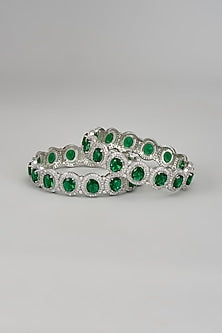 White Finish Zircon Bangles