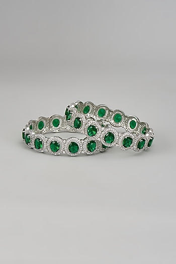 White Finish Zircon Bangles