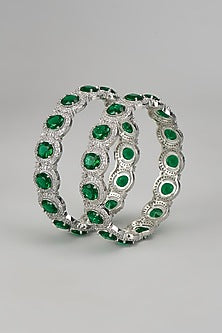 White Finish Zircon Bangles