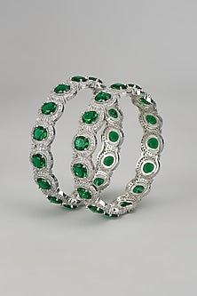 White Finish Zircon Bangles