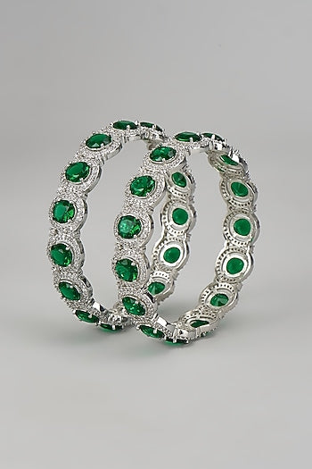 White Finish Zircon Bangles