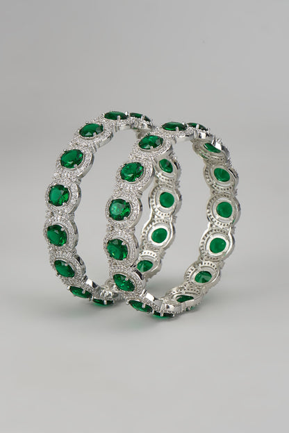 White Finish Zircon Bangles