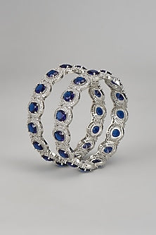 White Finish Zircon Bangles