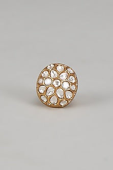 Gold Finish Kundan Polki Ring