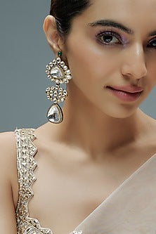 Two Tone Finish Kundan Polki Dangler Earrings