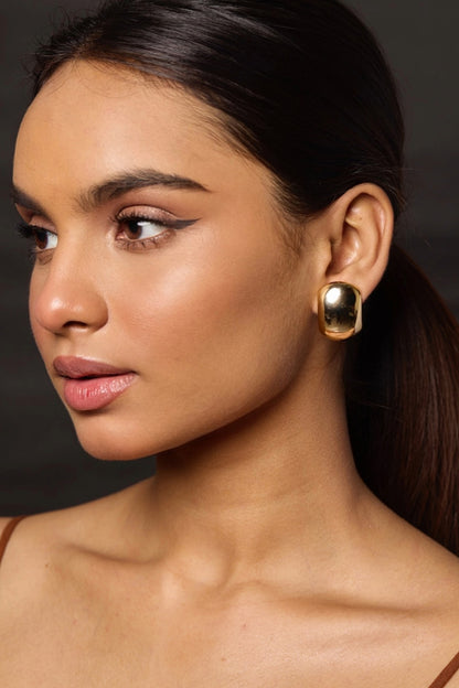 Gold Finish Statement Stud Earrings