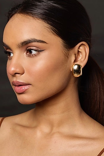 Gold Finish Statement Stud Earrings
