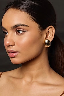 Gold Finish Statement Stud Earrings