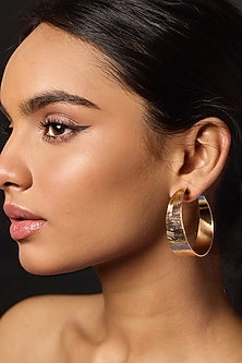 Gold Finish Statement Hoop Earrings