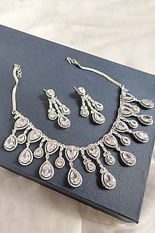 White Finish Zircon Necklace Set