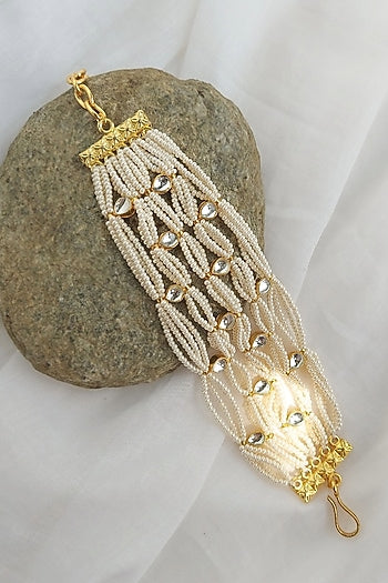 Gold Finish Kundan Polki Bracelet