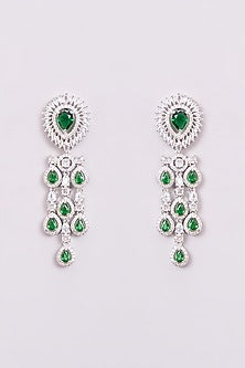 White Finish Zircon & Emerald Necklace Set