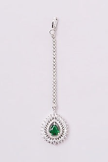 White Finish Zircon & Emerald Necklace Set