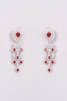 White Finish Zircon & Ruby Necklace Set