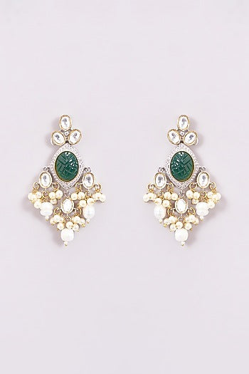 Two Tone Finish Kundan Polki Dangler Earrings