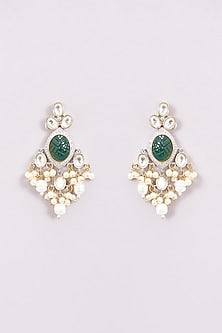 Two Tone Finish Kundan Polki Dangler Earrings