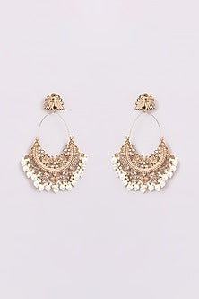Gold Finish Pearl Chandbali Earrings
