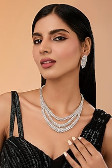 White Finish Zircon Necklace Set