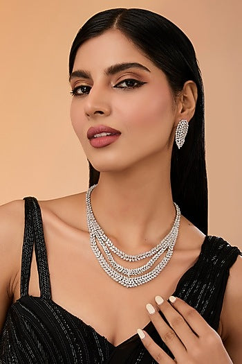 White Finish Zircon Necklace Set
