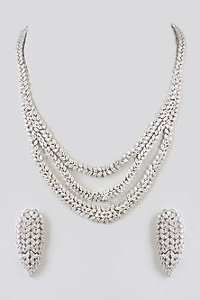 White Finish Zircon Necklace Set
