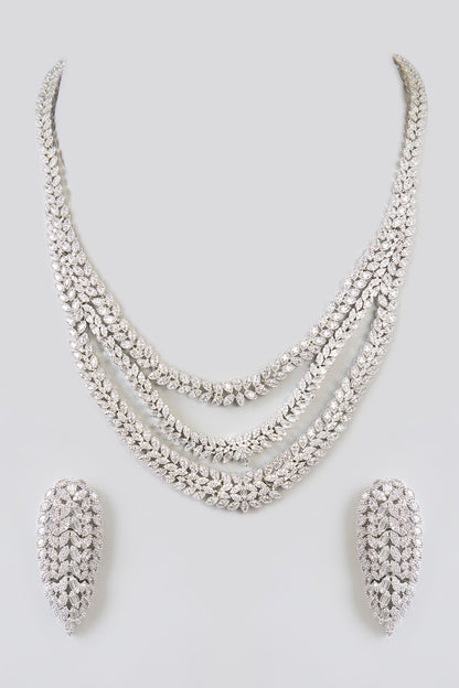 White Finish Zircon Necklace Set