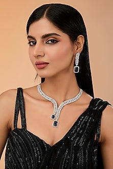 White Finish Zircon Necklace Set