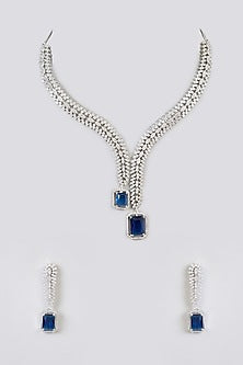 White Finish Zircon Necklace Set