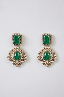 Gold Finish Kundan Polki & Green Stone Choker Necklace Set