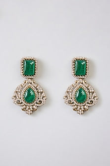 Gold Finish Kundan Polki & Green Stone Choker Necklace Set