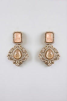 Gold Finish Kundan Polki & Peach Stone Choker Necklace Set