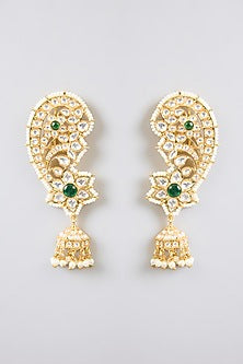 Gold Finish Kundan Polki Dangler Earrings