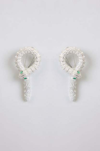 White Finish Cubic Zirconia Dangler Earrings