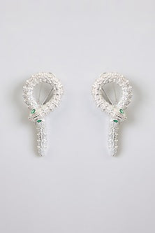 White Finish Cubic Zirconia Dangler Earrings