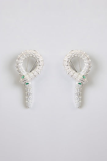 White Finish Cubic Zirconia Dangler Earrings