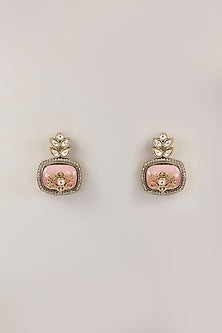 Gold Finish Pink Kundan Polki Choker Necklace Set
