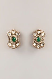 Gold Finish Green Kundan Polki Choker Necklace Set