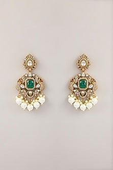 Victorian Gold Finish Kundan Polki & Pearl Choker Necklace Set