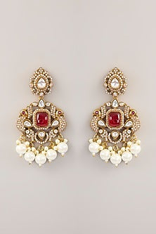 Victorian Gold Finish Kundan Polki & Pearl Choker Necklace Set