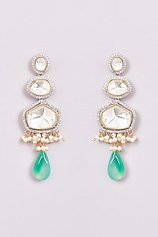 Two-Tone Finish Kundan Polki Dangler Earrings